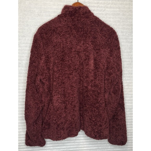 Pendleton Sherpa Fleece Jacket Womens XL Burgundy Maroon Full Zip Oversized Warm - Picture 2 of 14